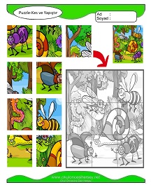 Puzzle Kes Yapıştır Çalışma Sayfaları